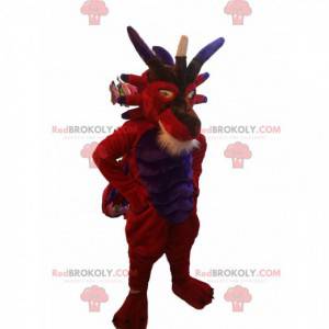 Mascotte rood en paars duivel. Duivel kostuum - Redbrokoly.com